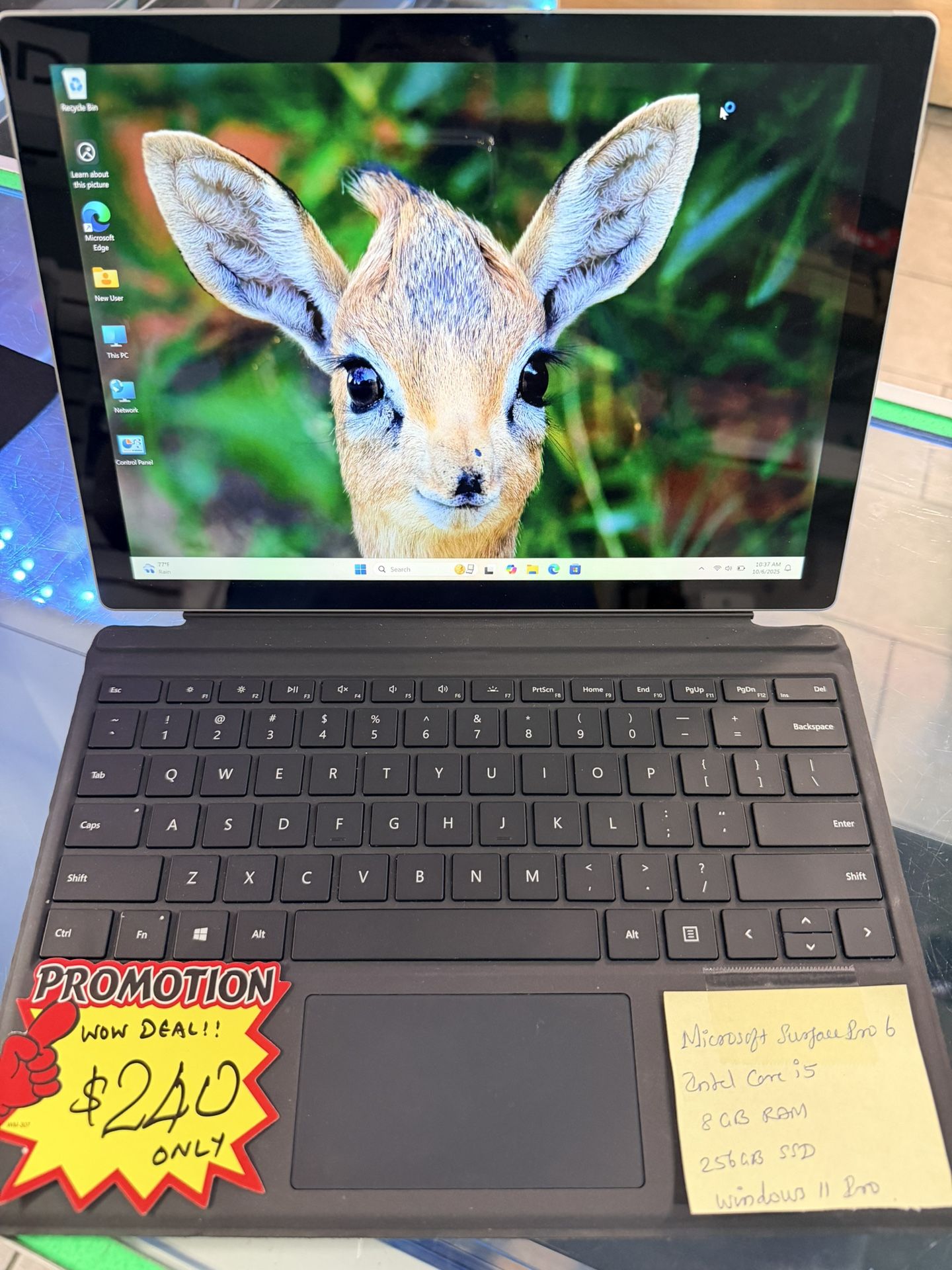 Microsoft Surface Pro 6 with Keyboard Touch Screen Intel Core i5 8GB RAM 256GB SSD Windows 11 Pro