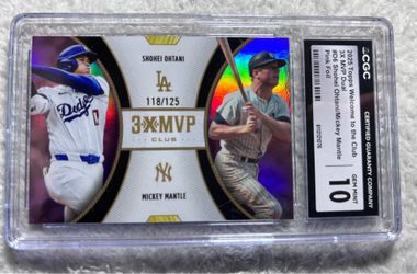2025 Topps Welcome to the Club Ohtani/Mantle Pink Foil/125 CGC Gem Mint 10 Pop 1