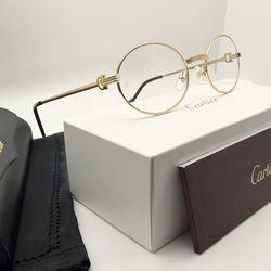 Cartier Saint Honore 24K Gold/Clear Wire Buffs Buffalo Horn Glasses
