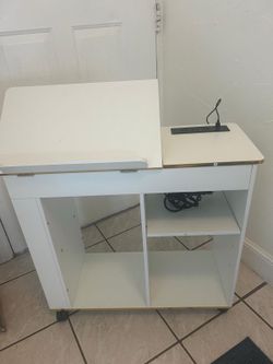 White Storage Cart w/ Power Strip & USB 29.5 x 12 inches and height 28 inches .