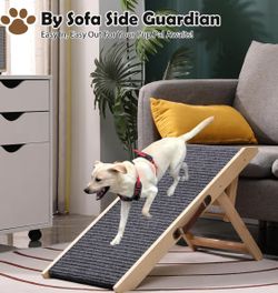 Wooden Foldable Dog Ramp Portable Pet Ramp,Car Ramp with Built-in Handle for Travel, 4 Adjustable Heights 9.8" to 18.1" for Small Dogs 