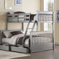 Brand New T/F Gray Complete BunkBed! As Low As $55 Down With Acima!