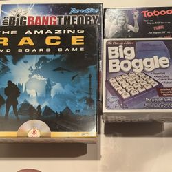 Game Lot Taboo Big Boggle Amazing Race Big Bang Theory Trivia Game Fan Edition Lot