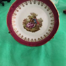LEC LIMOGES FRANCE PORCELAINE ROMANCE PLATES BY R. LECLAIR 