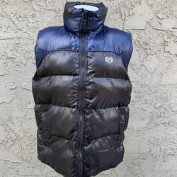 Vintage Phat Farm men Puffer Jacket Vest blue black 90s Full-Zip Large