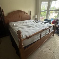 king bed and mattress with headboard