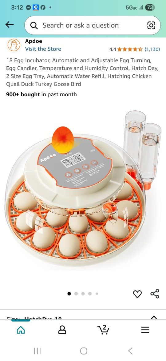 18 Egg Incubator Automatic and Adjustable Egg Turning, Egg Candler, Temperature and Humidity Control, Hatch Day, 2 Size Egg Tray, Automatic Water Refi