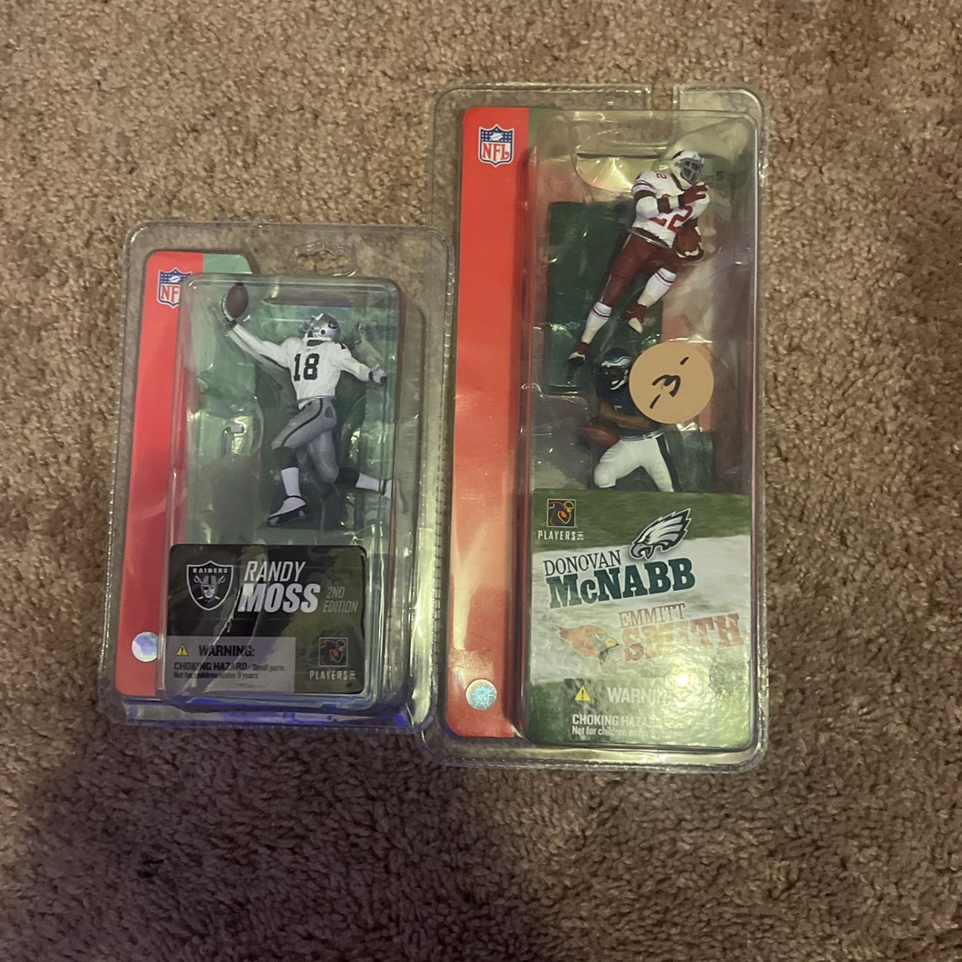 2004 Donovan McNabb, Emmit Smith Action Figures and 2005 Randy Moss Action Figure