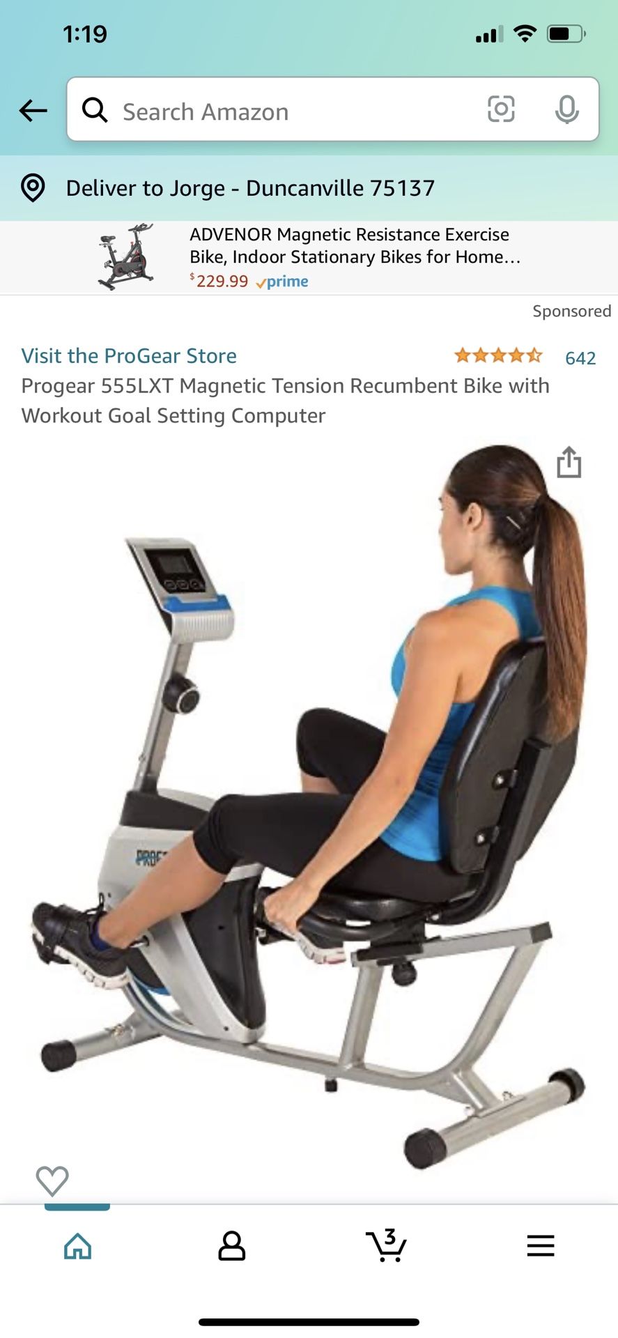 Progear 555lxt magnetic tension recumbent best sale bike