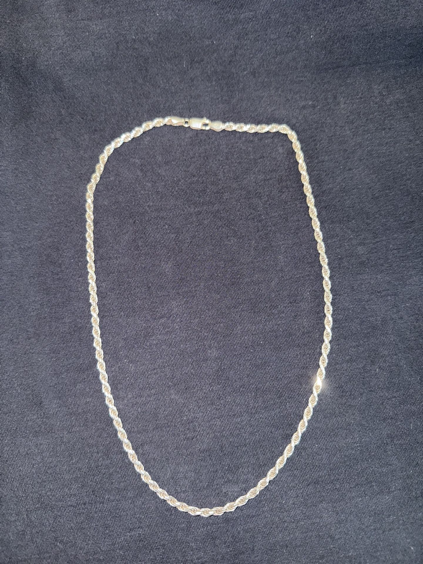 Sterling Silver Diamond Cut Rope Chain Necklace