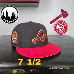 New Era Hat Club Exclusive Cool Fashion Atlanta Braves Hawks Fitted Hat 7 1/2