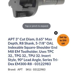R8  APT3" Cut Diam. Shoulder Endmill. 
