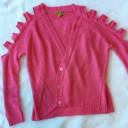 Love By Design Pink Cardigan W/ Shoulder Cut-outs