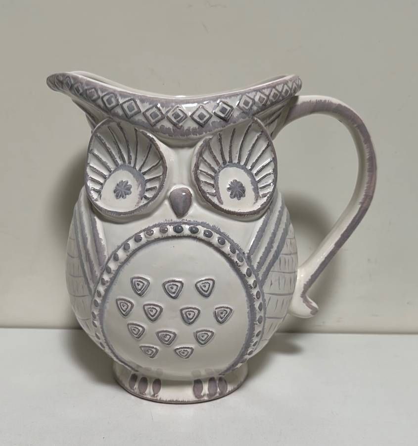 Vintage Ceramic Owl Pitcher Decor
