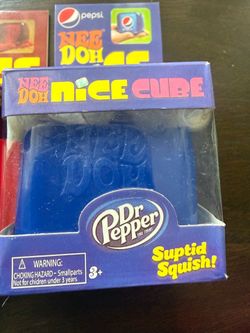 6 different colors red,pink,green, purple and yellow,dark blue Needoh Nice Cube. $20 or 2 for 35 Dr. Pepper Nice cube $25 Pepsi nee doh Nice cube $25