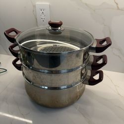 3-Tier Stainless Steel Steamer Pot Set 28cm