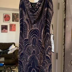 Dark Blue Sparkly Prom Dress Size M