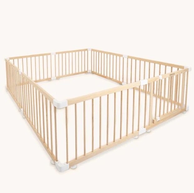 HARPPA (XXL) Wooden Baby Playpen, Play Yard For Babies/Toddlers, Montessori Inspired Playpen, Baby Safety Gate, Natural Wood, 71.5X79.5X24 inches