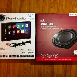 Brand New Open-Box Planet Audio Touchscreen & Polk 8” Subwoofer – All Cables Included!