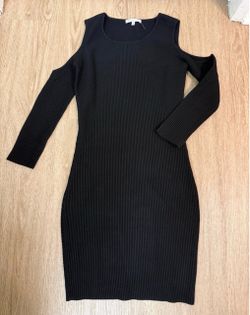 Brand New Rebecca Minkoff Black Ribbed Sweater Cold Shoulder Dress Size XS
