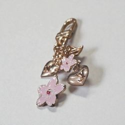 Louis Vuitton Engraved LV Heart Pink Cherry Blossom Charm Keychain