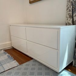 Cb2 Gallery High Gloss 4 Drawer White Dresser 