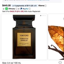 Tom For Tobacco Vanille Fragrance 