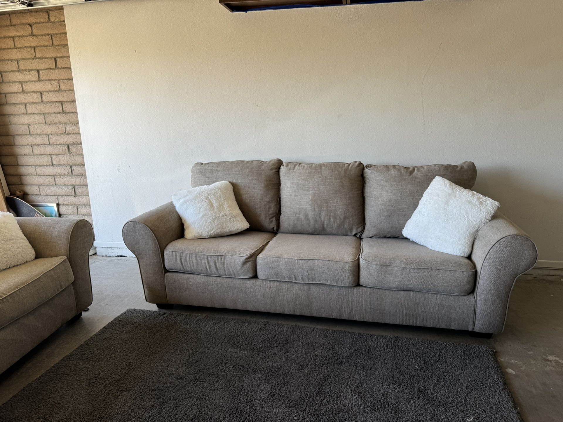 Beige Loveseat Sofa Couch Living Room Set