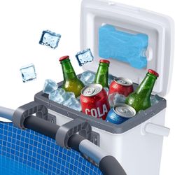 Pool Cooler, 13L Insulated Cooler Hard Cooler with Ice Crystal Box, Poolside Cooler Keeps Ice for up to 72 Hours, Portable Above Ground Pool Accessori
