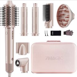 7MAGIC 7 in 1 Hair Styler & Hair Dryer Brush, 110,000 RPM High-Speed Blow Dryer with Negative Ions for Frizz-Free Styling Fast Drying Curling Volumizi