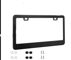 NEW Chrome or Black Car License Plate Holder Frame 2 Holes Stainless Steel Universal Screws Steel Metal