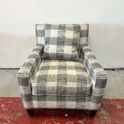 Gray Plaid Accent Chair