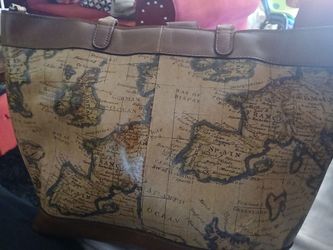 Patricia Nash Mallory convertible leather tote featuring a distinct European map print