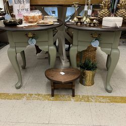 Two Broyhill refinished end Tables