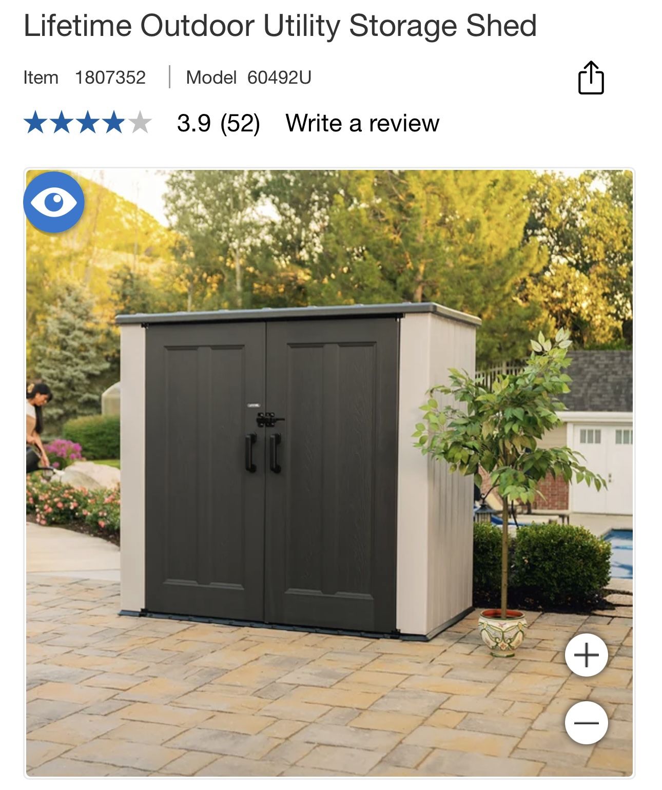 Lifetime Outdoor Utility Storage Shed 6.33 ft. x 3.5 ft. x 5.66 ft.