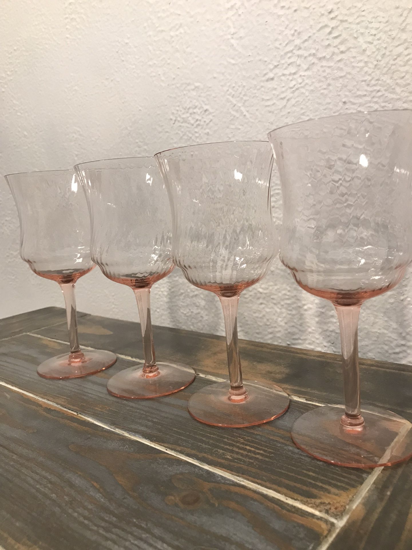 Vintage, Pink, Depression Wine Glasses