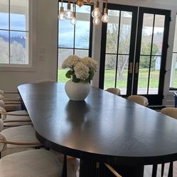 Spacious Extendable Black Oak Dining Table – Modern Design ✅ Free Delivery Double Pedestal Black Oval Table