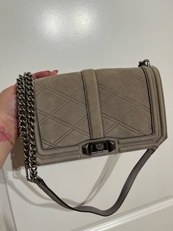 Rebecca Minkoff Nubuck Suede Love Bag + Crystal Beaded Guitar Strap