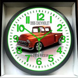 1955 Chevy Truck Glow In The Dark Wall Clock New!