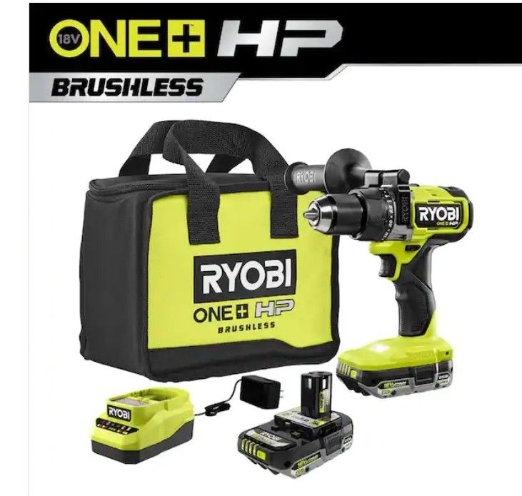 RYOBI

ONE+ HP 18V Brushless Cordless 1/2 in. Hammer Drill Kit with (2) 2.0 Ah Batteries, Charger, and Bag

