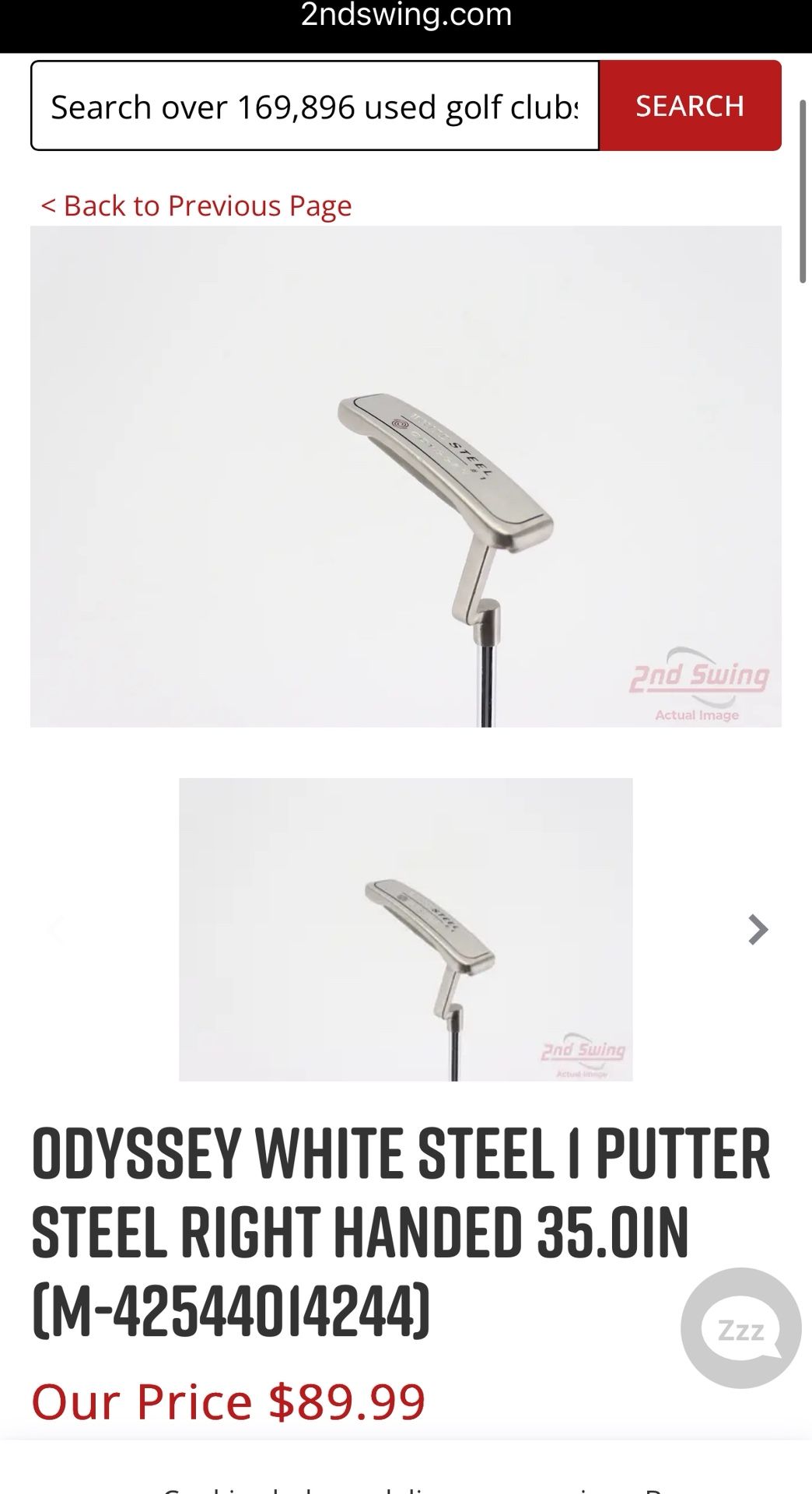 [Like New] Odyssey White Steel #1 Putter 35”