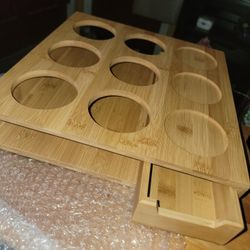 💞NEW WOODEN TABLE TOP/BAR W1NE BOTTLE AND GLASS HOLDER WITH A DRAWER