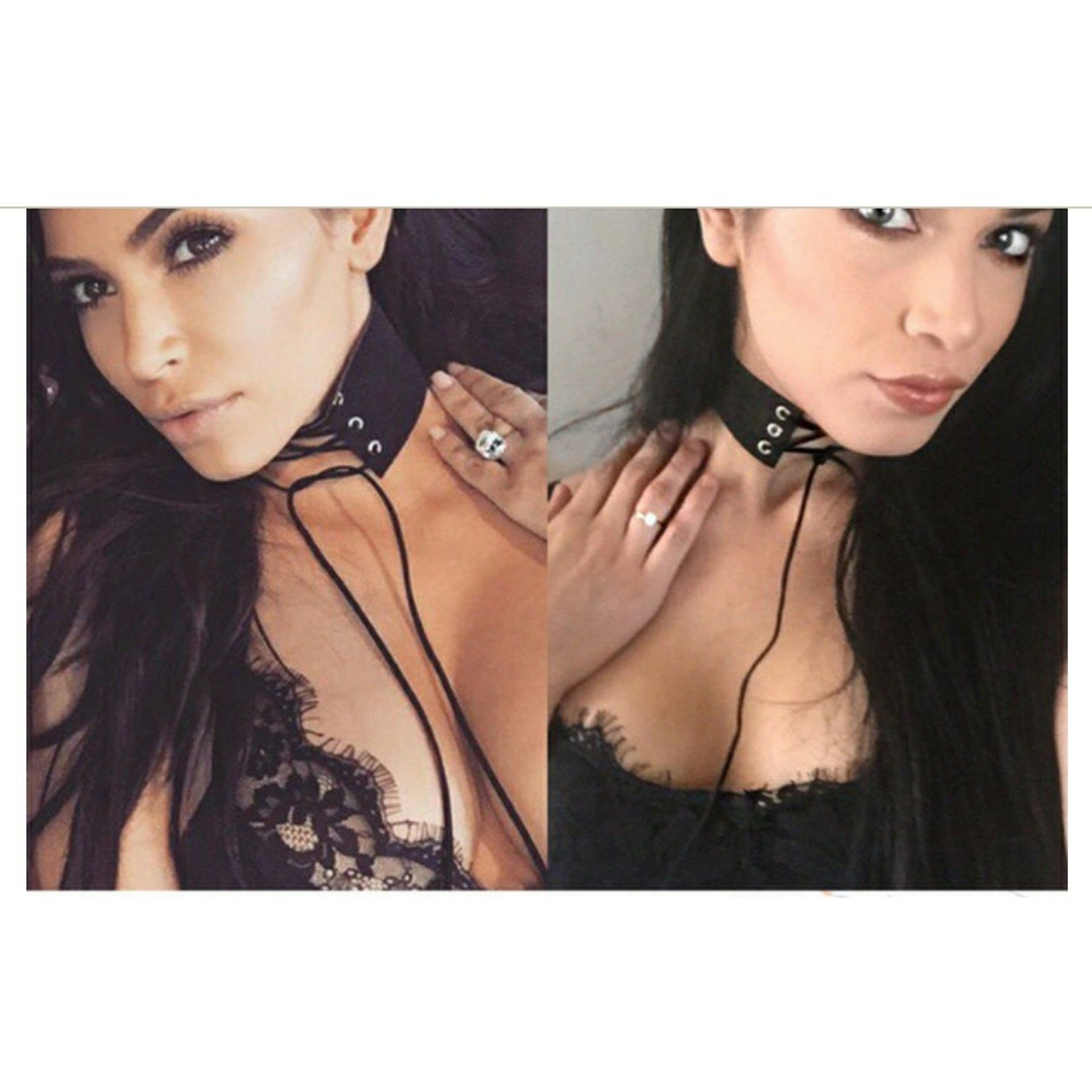 Velvety lace up choker