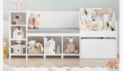 Book shelf toy storage bench
