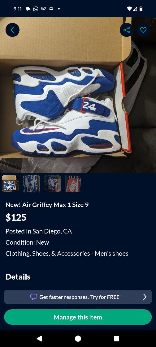 New Air Griffey Max (Size 9)
