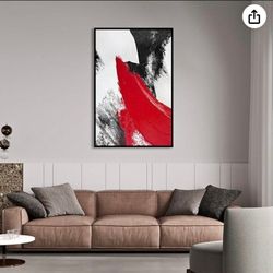Red Abstract Canvas Wall Art, 36 x 24