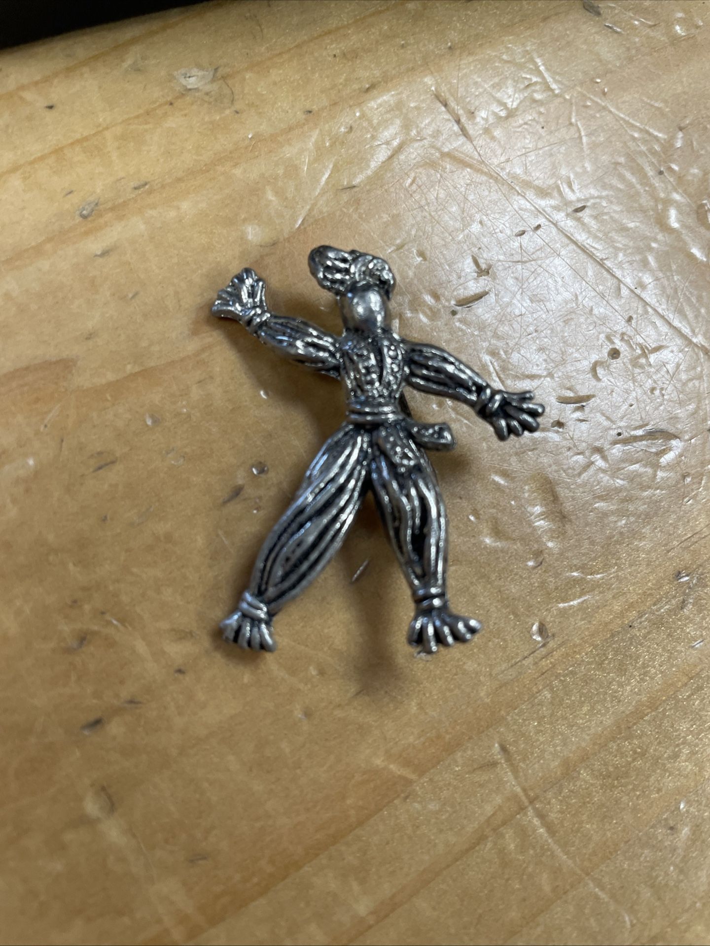 Vintage Trifari Rag Doll Pin Brooch Scarecrow Rintintin Good Luck Silver Tone