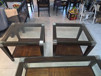 Glass Coffee Table and 2 end tables