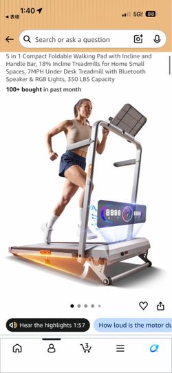5 in 1 Foldable Walking Pad Treadmill with Incline & Handlebar (350 LBS Capacity)