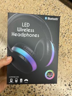 LED Wireless Bluetooth Headphones in Black with Color-Changing RGB Accents